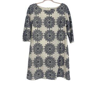 🦢 Jessica Howard Navy & Cream Crochet Knit Shift Dress 12P 🦢